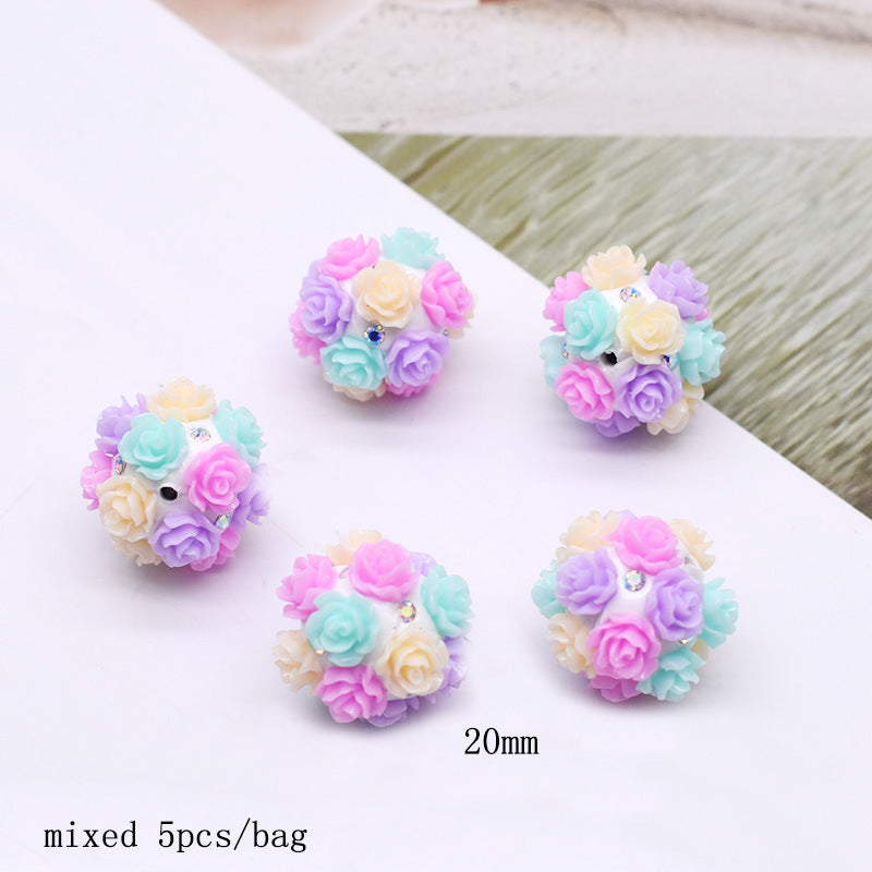 Wholesale 5pcs Clay Heavy Industry Fishtail Zircon Bear Strawberry Beads